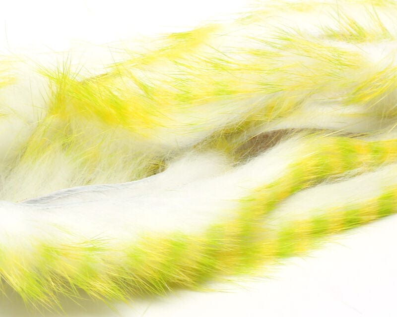 Barred Polychrome Rabbit Strips White / Yellow Barred Chartreuse