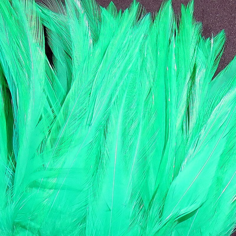 Dyed over White Strung Chinese Saddle Hackle 1/4 oz / Whitlock&#39;s Turquoise