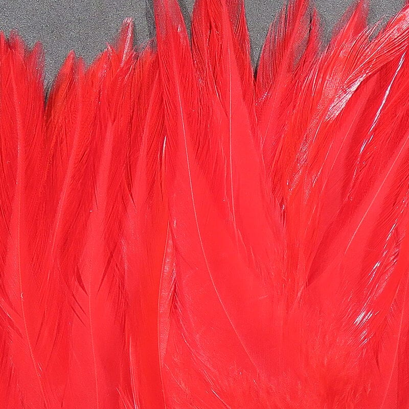 Dyed over White Strung Chinese Saddle Hackle 1/4 oz / Crimson Red