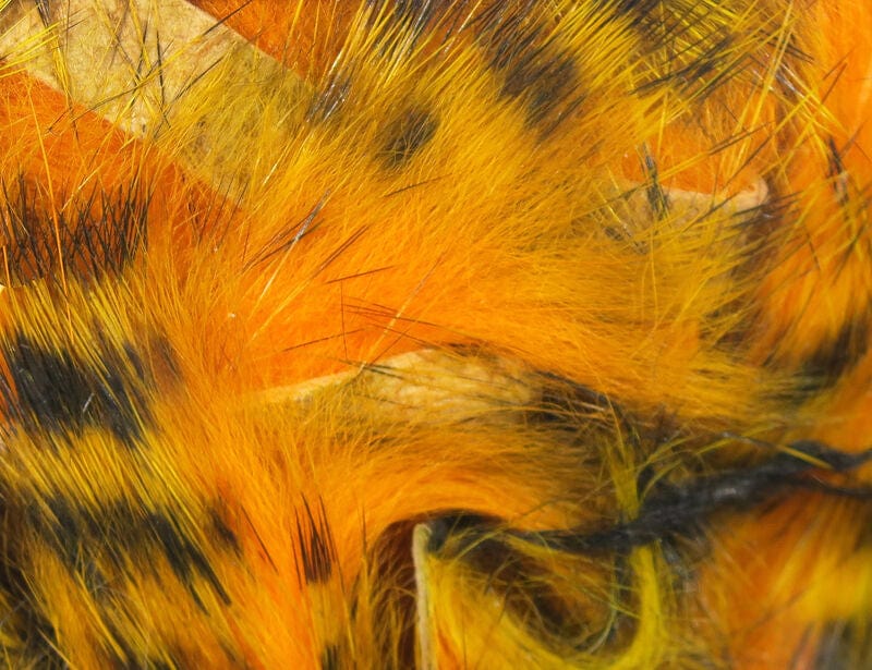 Tiger Barred Rabbit Strips 1/4" / Hot Pink Brown Over Peach