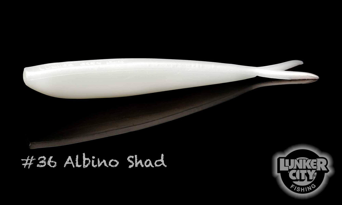 Lunker City Fin-S Fish 4&quot; - 10pk / Albino Shad