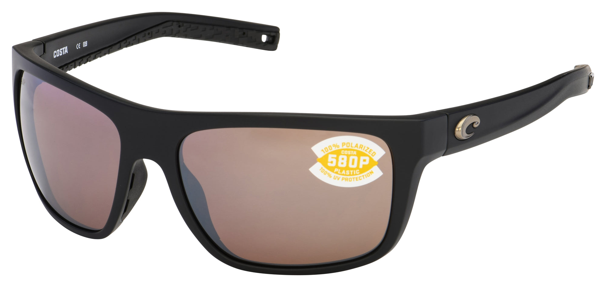 Costa Del Mar Broadbill Polarized Sunglasses (580P - Polycarbonate Lenses) Matte Black - Blue Mirror (BRB 11 OBMP)