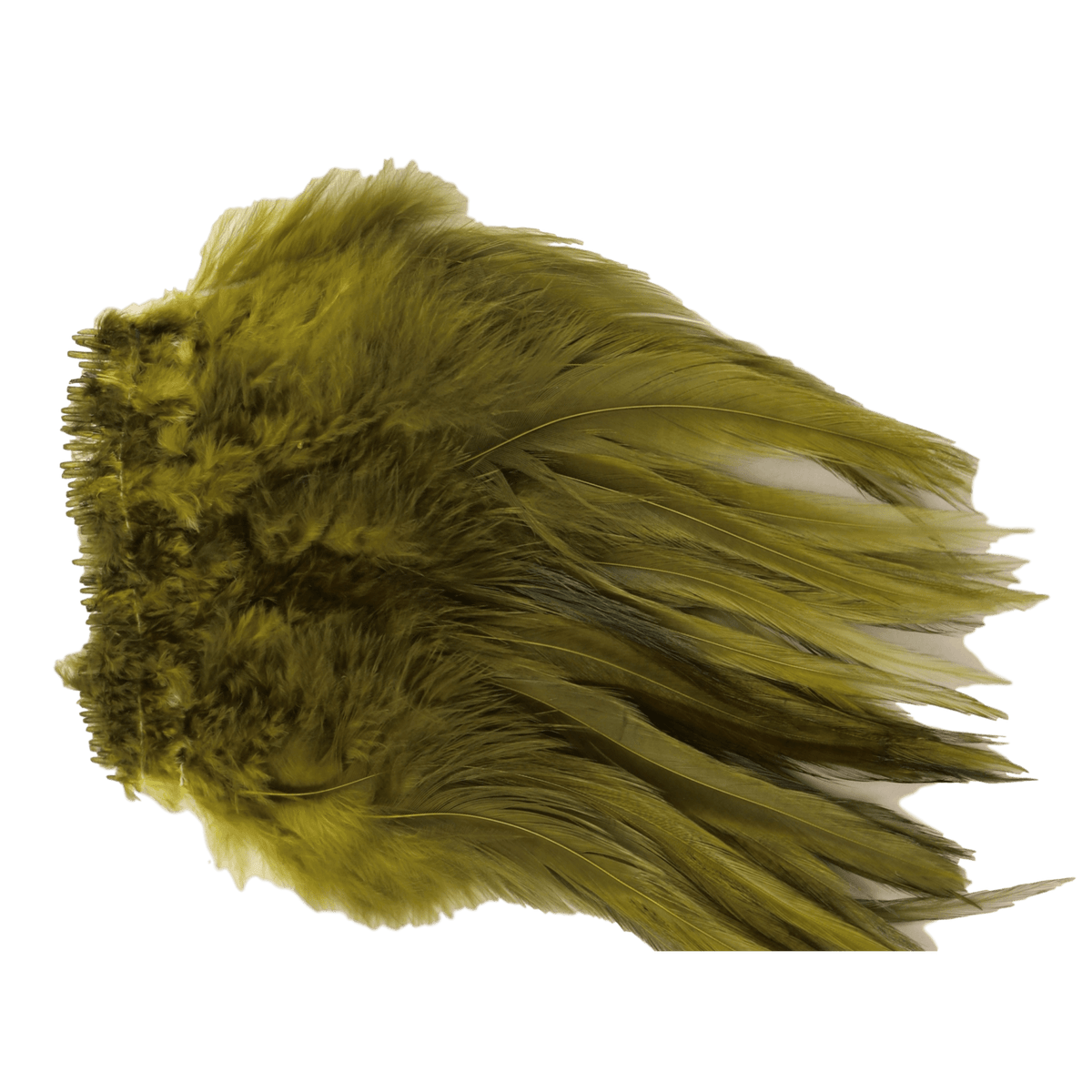 Dyed over White Strung Chinese Saddle Hackle 1/4 oz / Olive