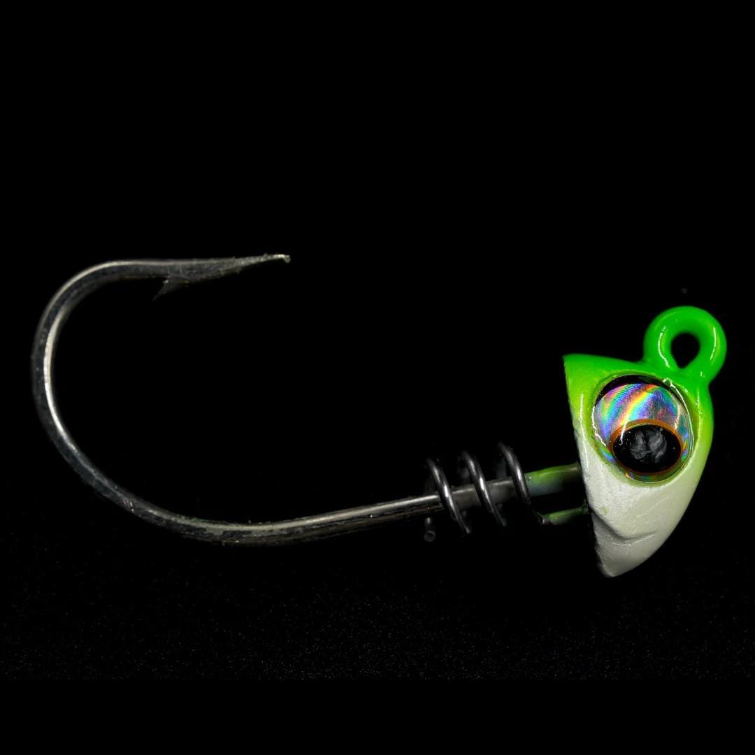 No Live Bait Needed (NLBN) Screwlock Jigheads for 5&quot; Bait (2 Pack) Limesider / 3/4 oz