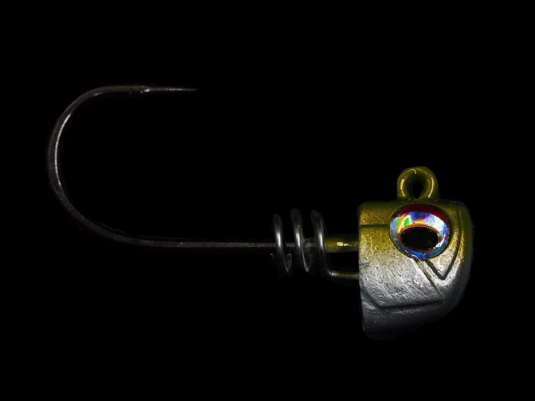 No Live Bait Needed (NLBN) Screwlock Jigheads for 3&quot; Bait Green Back / 1/2oz - 2pk
