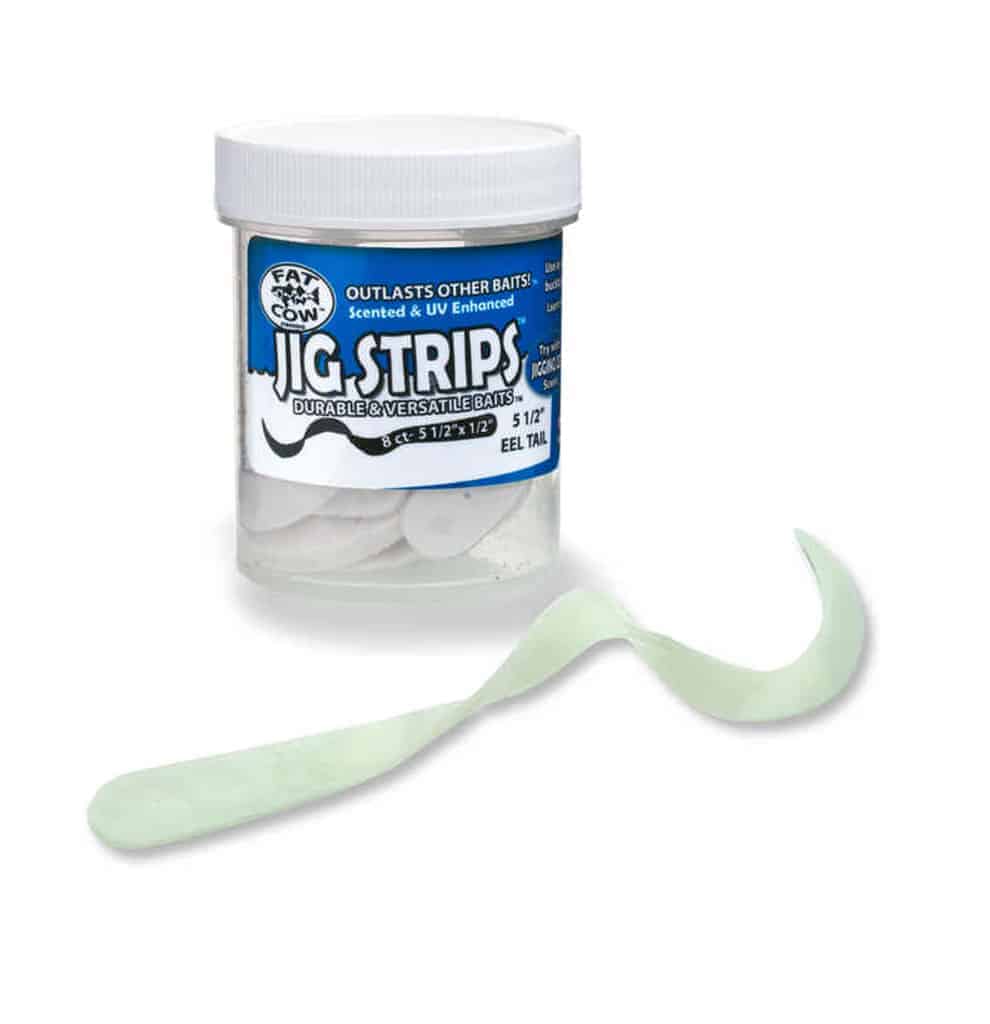 Fat Cow Eel Tail Jig Strips 5.5&quot; / Glow