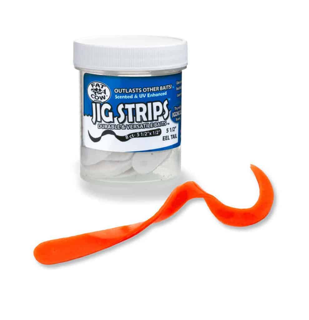 Fat Cow Eel Tail Jig Strips 5.5&quot; / Salmon Blaze