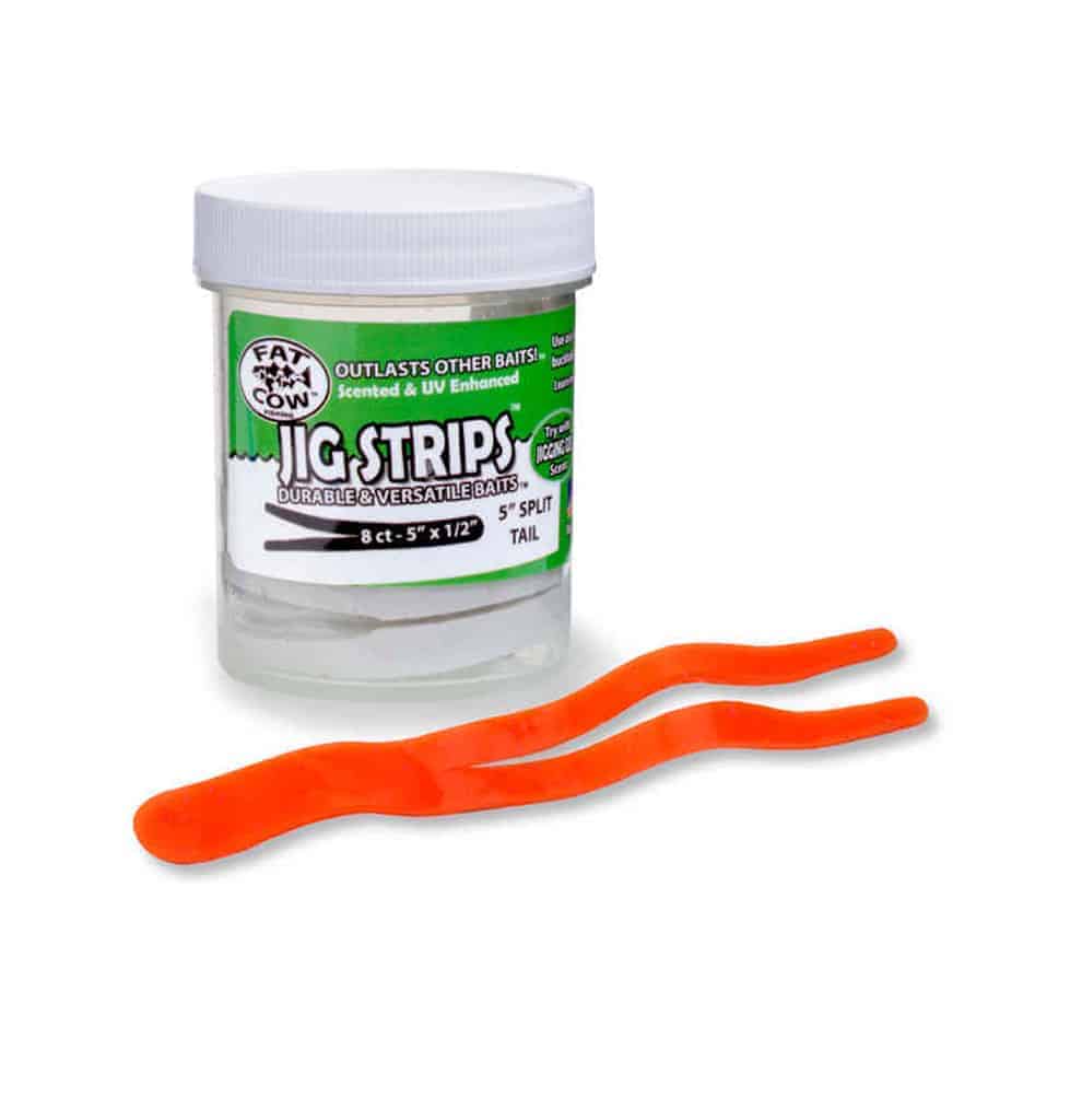 Fat Cow Split Tail Jig Strips Salmon Blaze