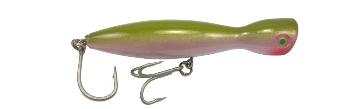 Super Strike Floating Little Neck Poppers 1 oz / Olive Green/White