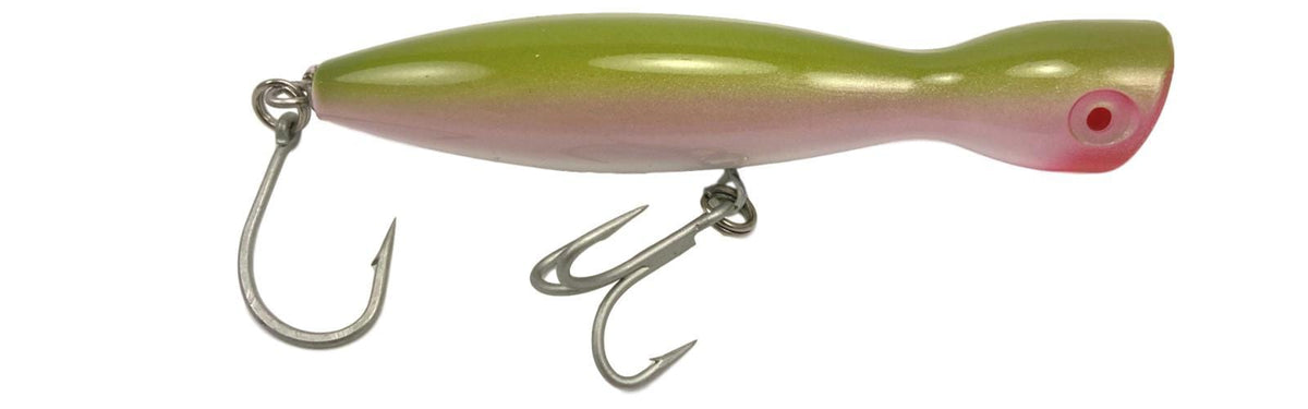 Super Strike Heavy Little Neck Poppers 2 3/4 oz / Olive Green/White