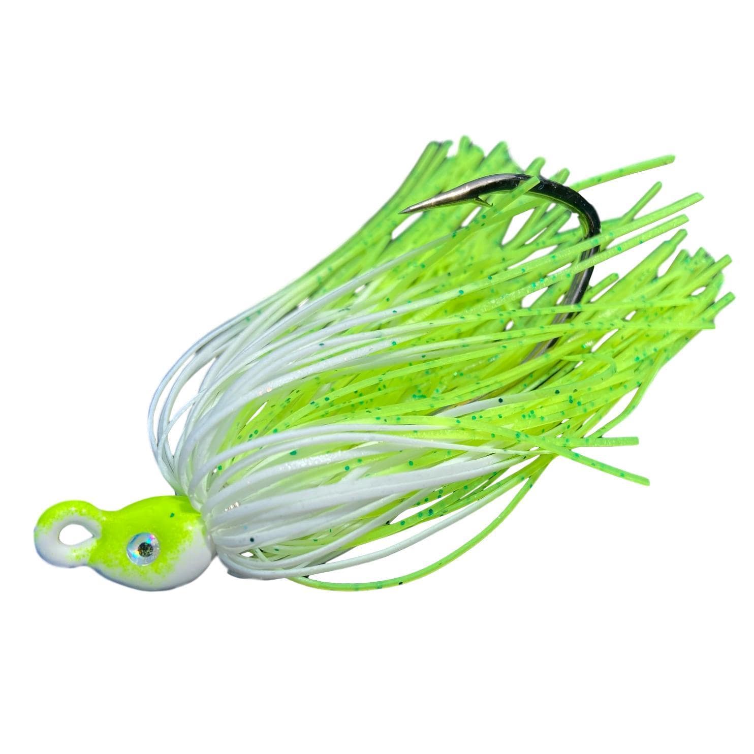 Backwater Custom Baits Poison Tail Jigs (1/4oz Teasers) Chartreuse/White