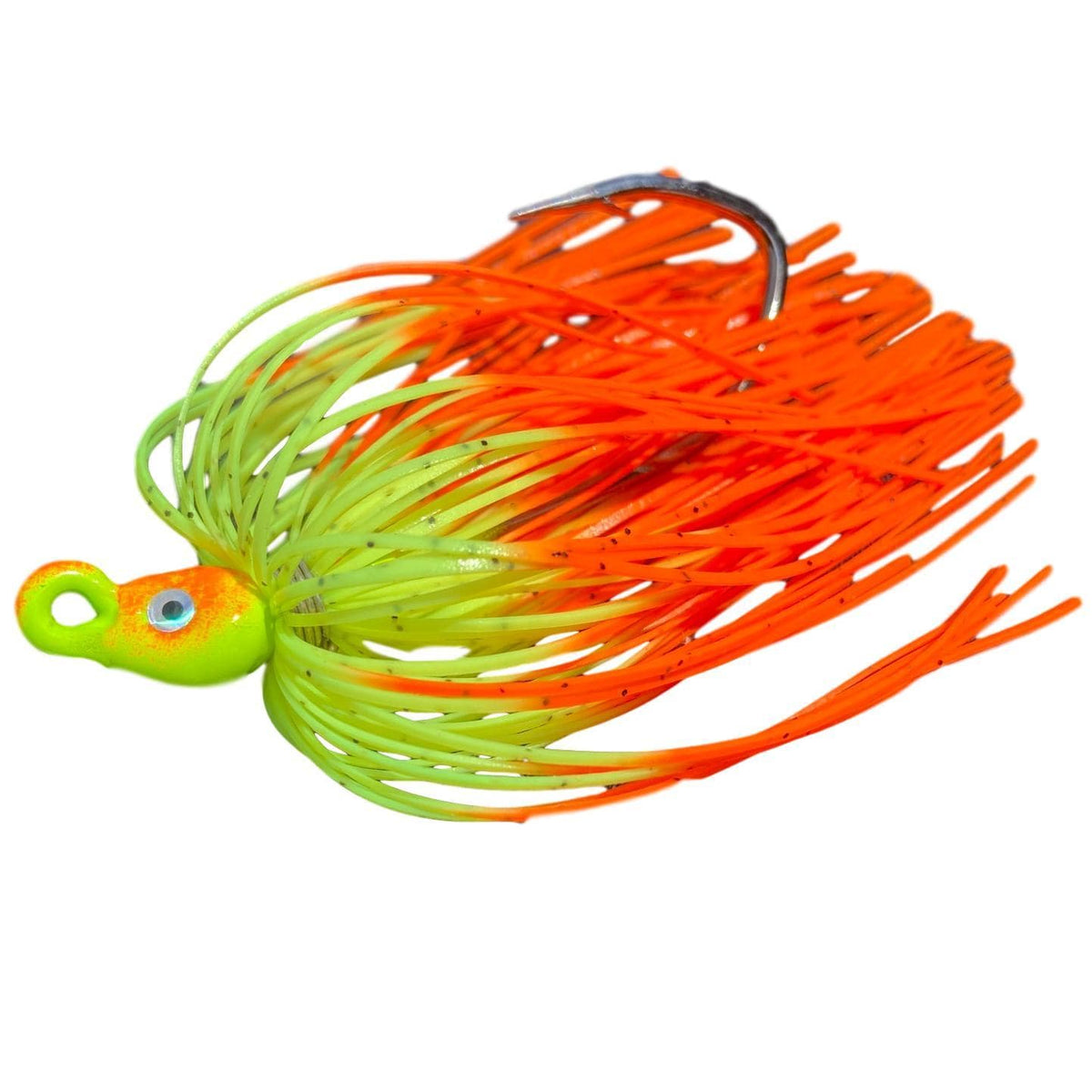 Backwater Custom Baits Poison Tail Jigs (1/4oz Teasers) Chartreuse Orange