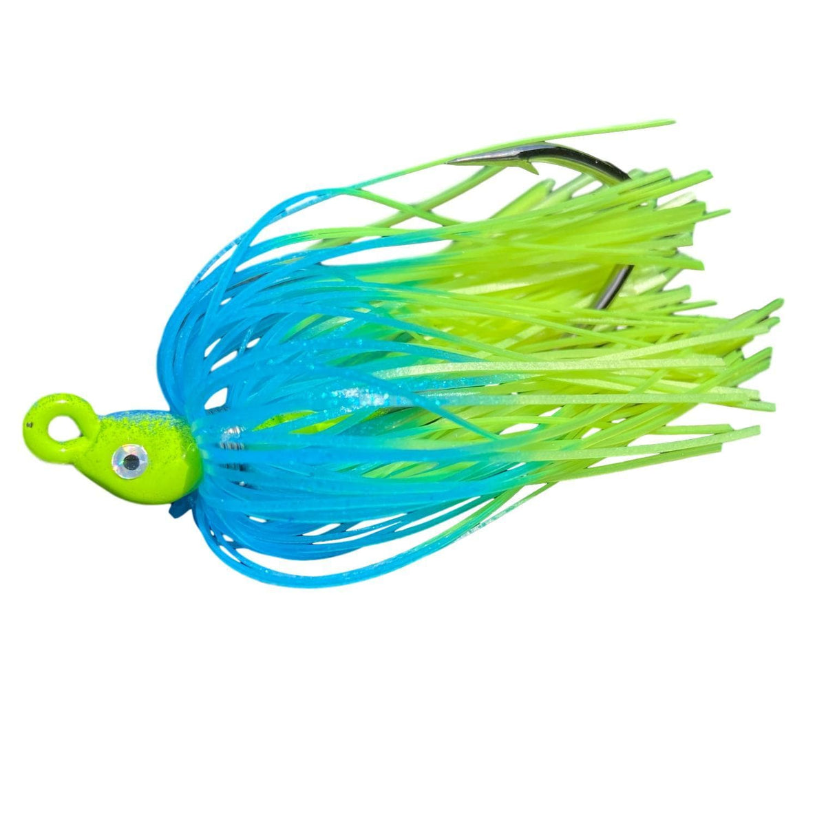 Backwater Custom Baits Poison Tail Jigs (1/4oz Teasers) Chartreuse Blue