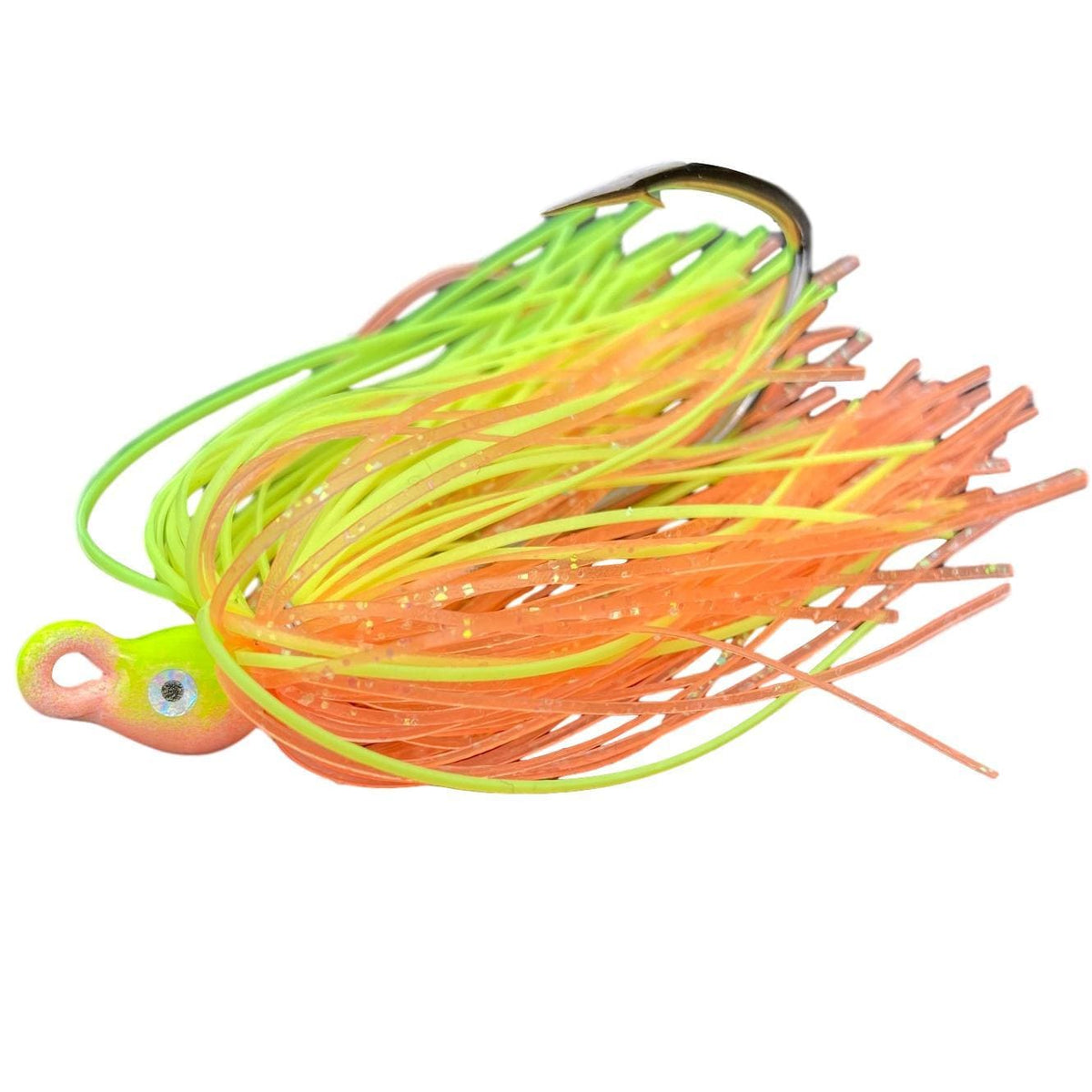 Backwater Custom Baits Poison Tail Jigs (1/4oz Teasers) Peach Chartreuse