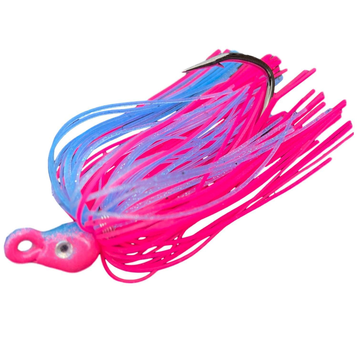 Backwater Custom Baits Poison Tail Jigs (1/4oz Teasers) Pink/Light Blue