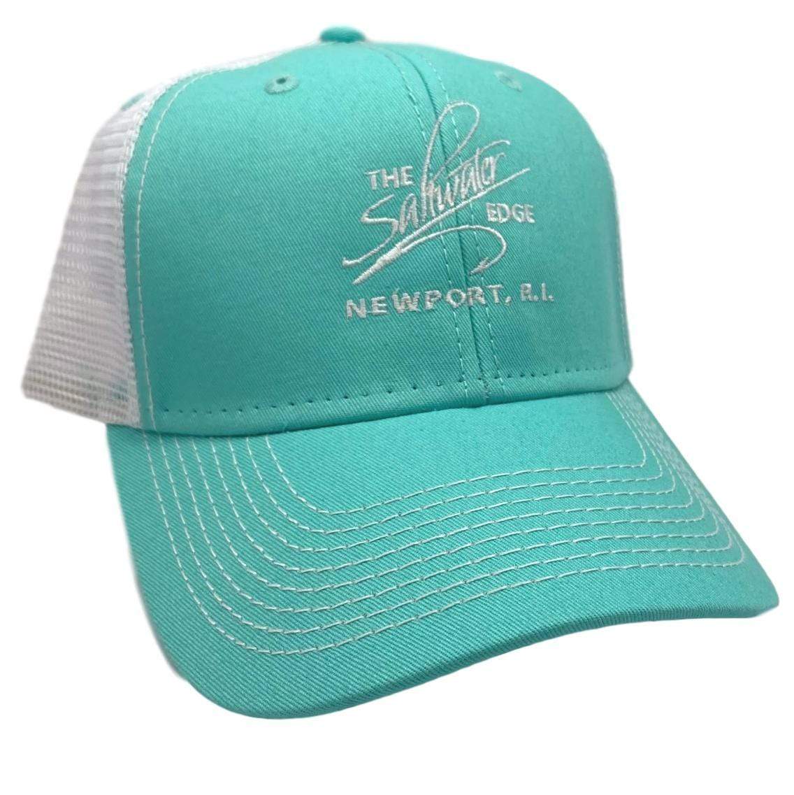 Saltwater Edge Logo Sideline Trucker Hat Surf/White