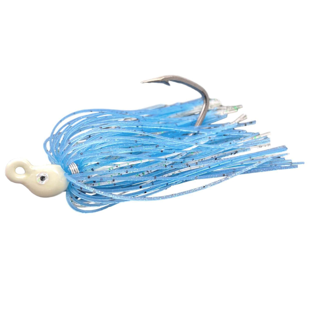 Backwater Custom Baits Poison Tail Jigs (1/4oz Teasers) Light Blue Glow