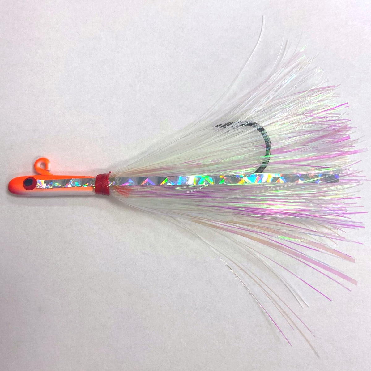 Tsunami Glass Minnow w/ Mylar Skirt XL Hook Teaser Orange/White