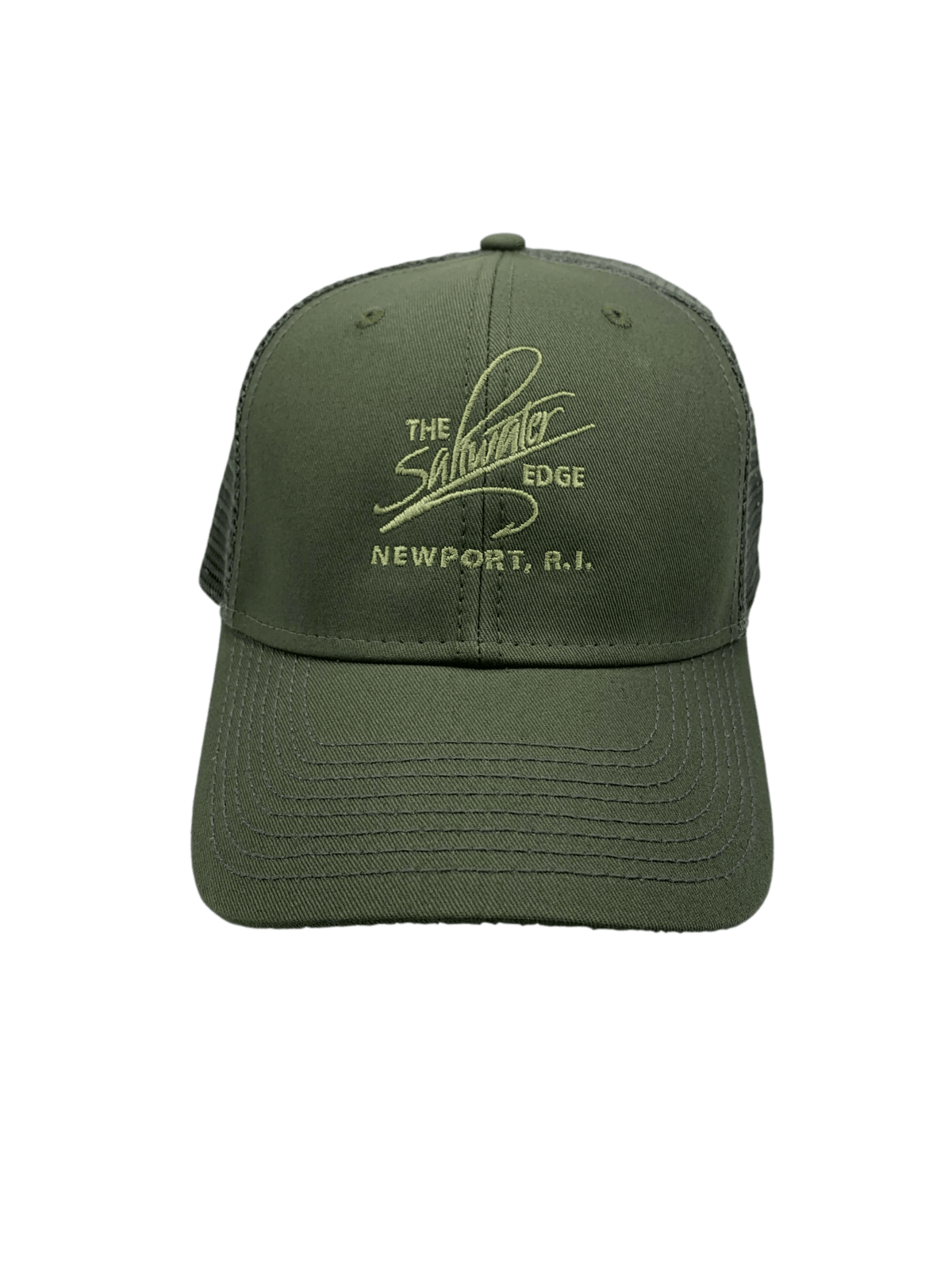 Saltwater Edge Logo Sideline Trucker Hat Loden/Dark Grey