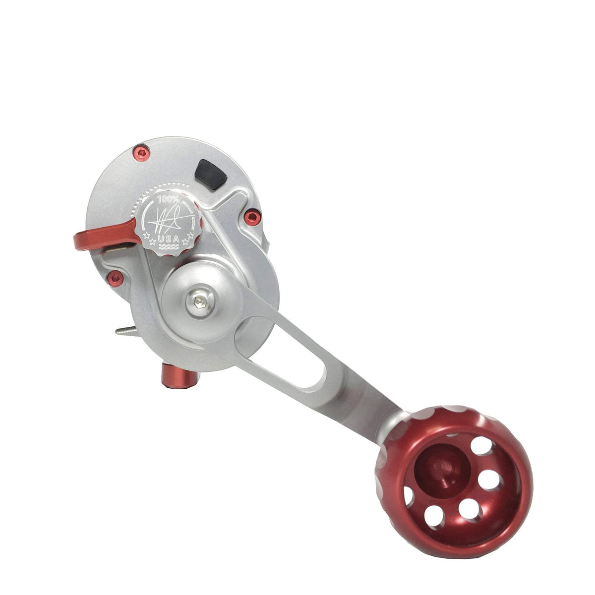 Seigler LGN (Large Game Narrow) Conventional Lever Drag Reels Left / Red