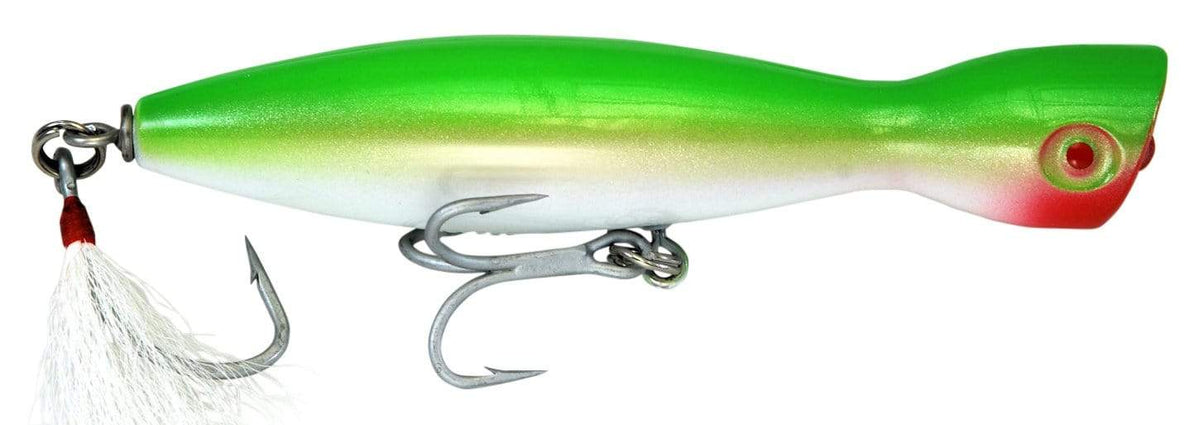 Super Strike Heavy Little Neck Poppers 2 3/4 oz / Neon Green/White