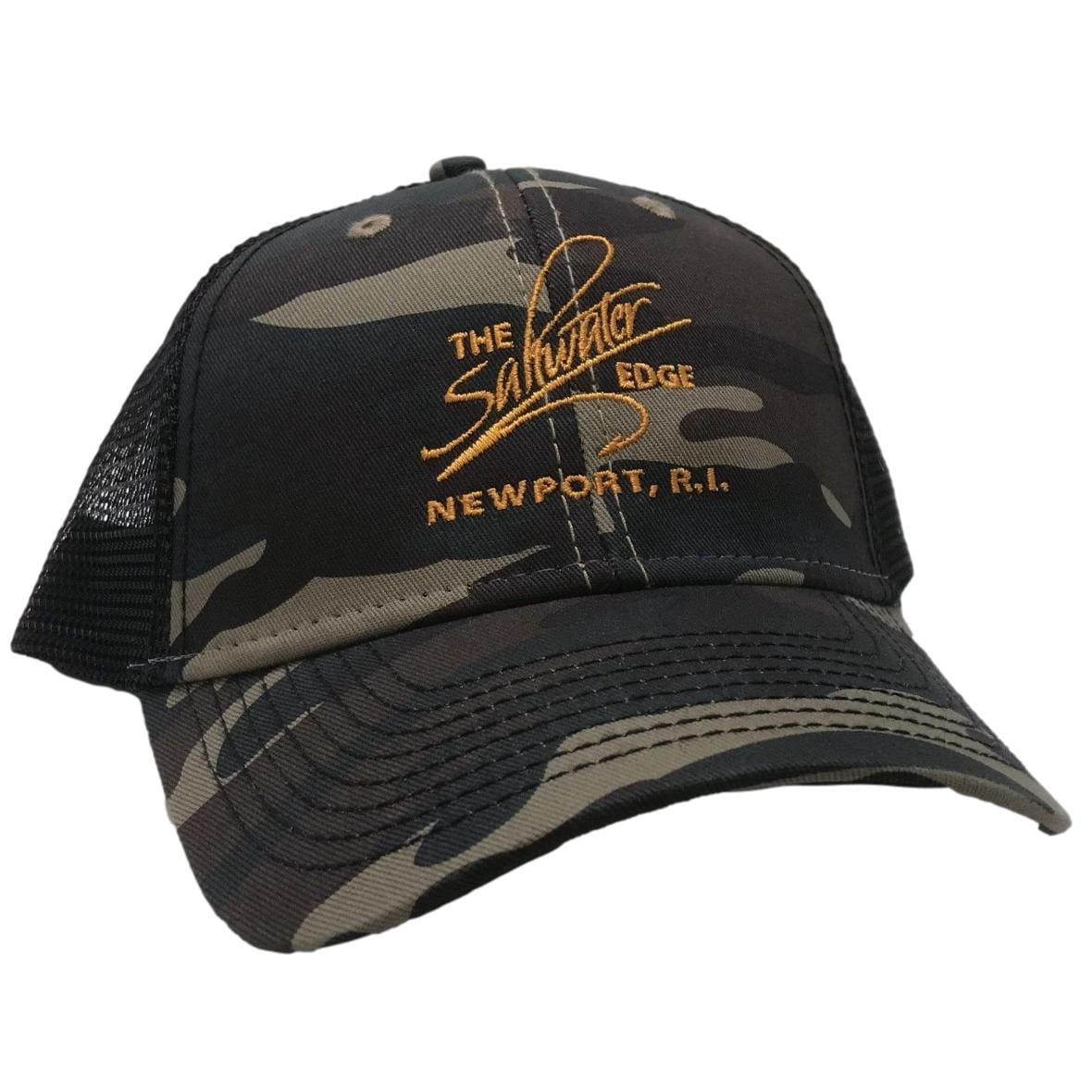 Saltwater Edge Logo Sideline Trucker Hat Camo/ Black