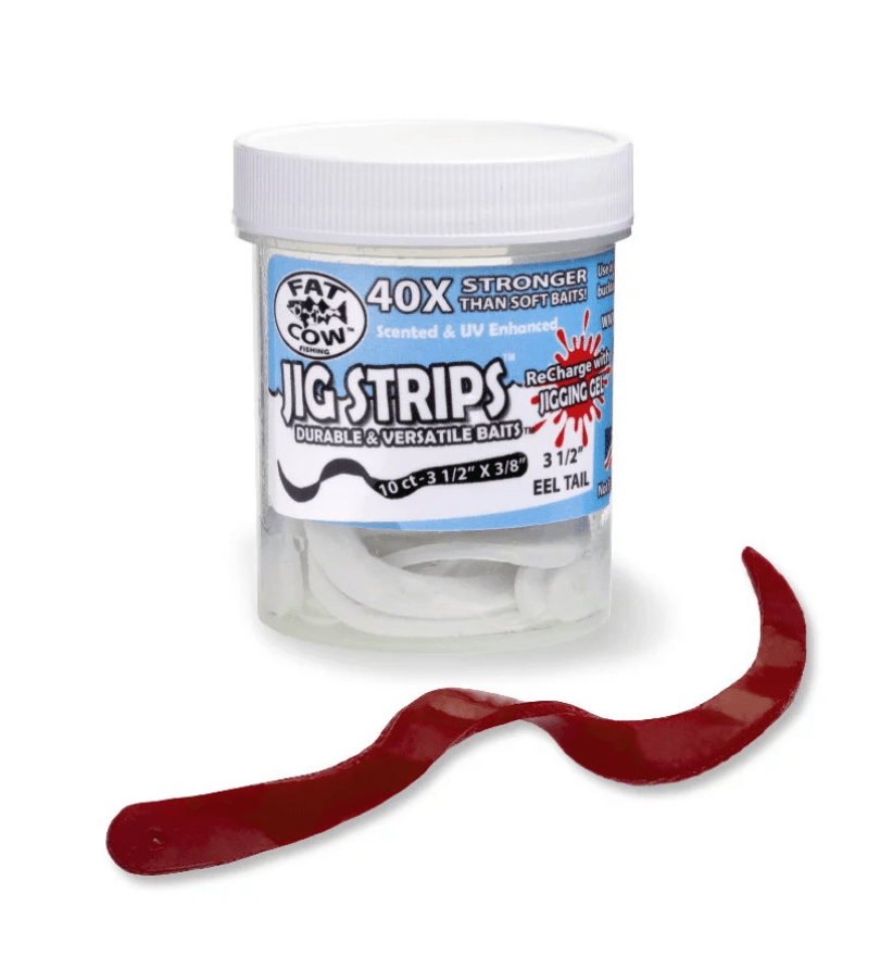 Fat Cow Eel Tail Jig Strips 3.5" / Ghost White