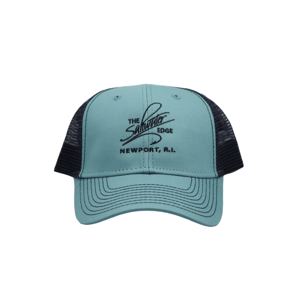 Saltwater Edge Logo Sideline Trucker Hat Harbor/Navy