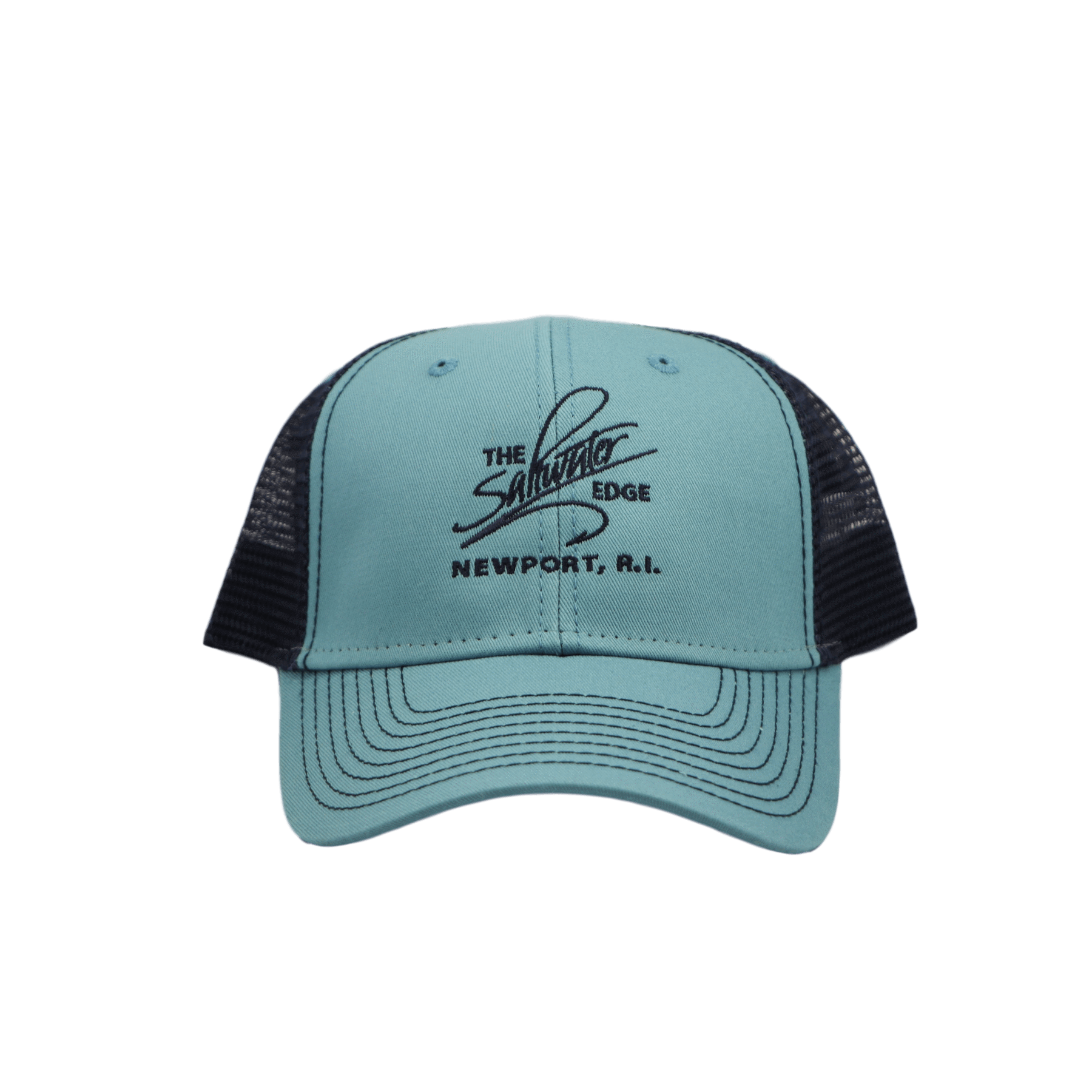 Saltwater Edge Logo Sideline Trucker Hat Harbor/Navy