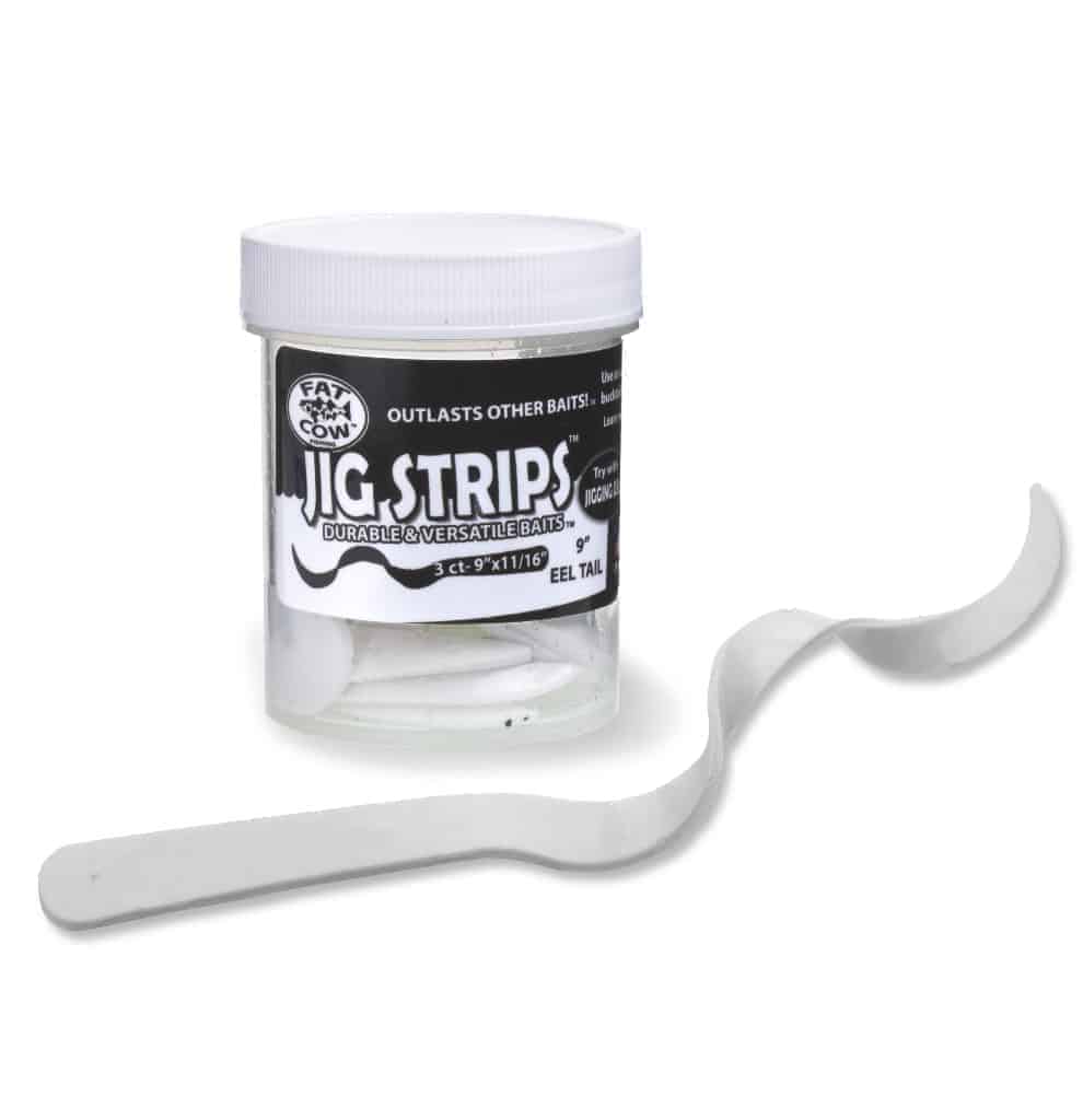Fat Cow Eel Tail Jig Strips 9&quot; / Ghost White