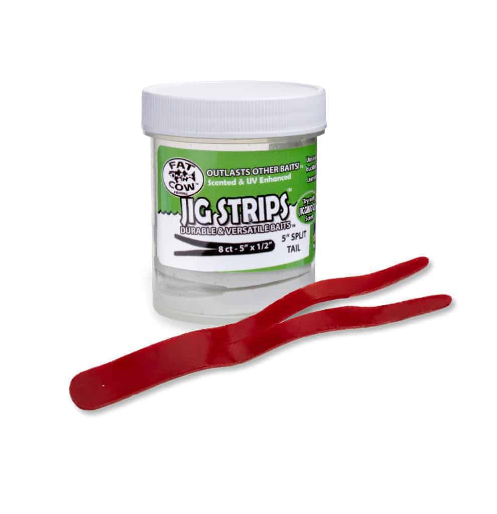 Fat Cow Split Tail Jig Strips Blood Red