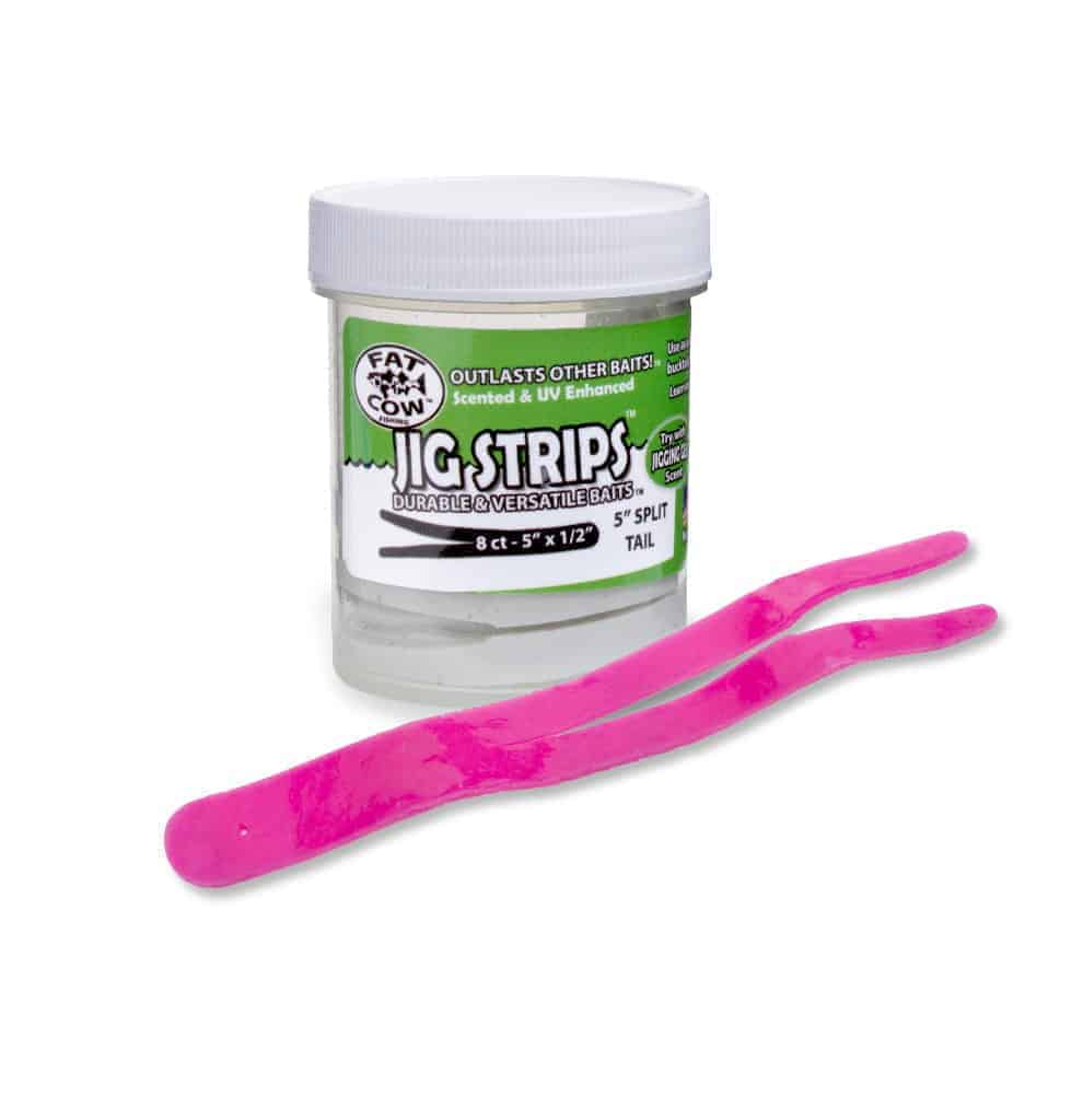 Fat Cow Split Tail Jig Strips Hot Bubblegum