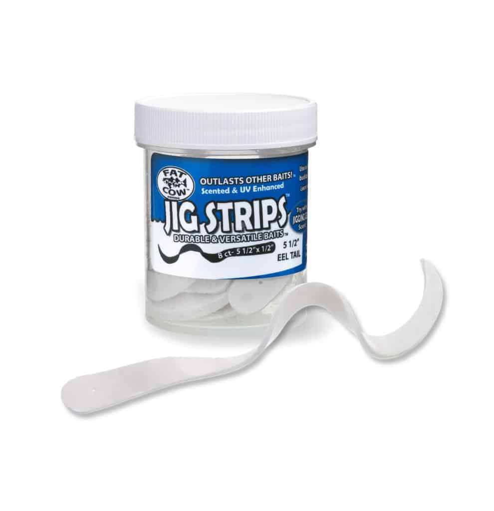 Fat Cow Eel Tail Jig Strips 5.5&quot; / Ghost White