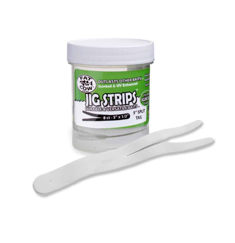 Fat Cow Split Tail Jig Strips Ghost White
