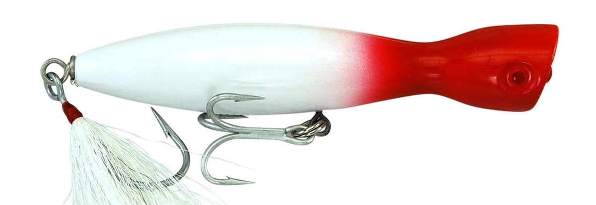 Super Strike Heavy Little Neck Poppers 2 3/4 oz / White/Redhead