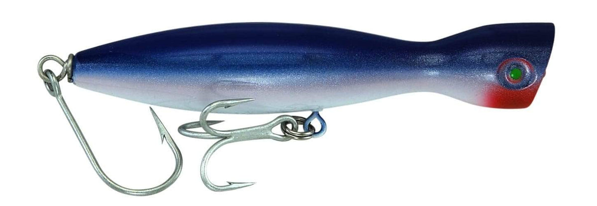 Super Strike Floating Little Neck Poppers 1 1/2 oz / Blue/White