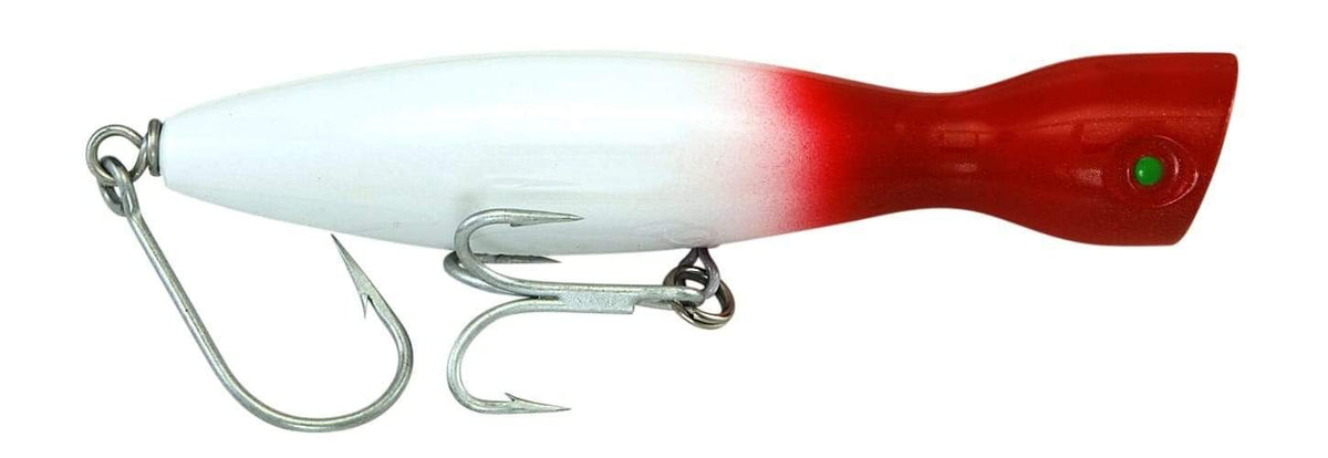 Super Strike Floating Little Neck Poppers 1 1/2 oz / White/Redhead